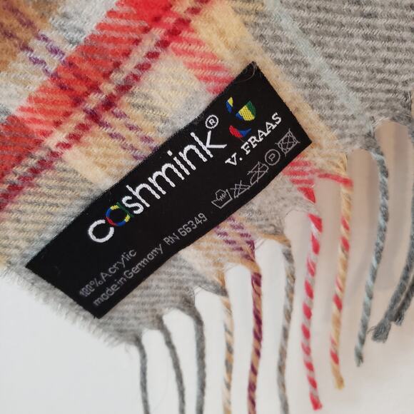 Plaid Cashmink Scarf with Tassels Made in Germany - Picture 3 of 4